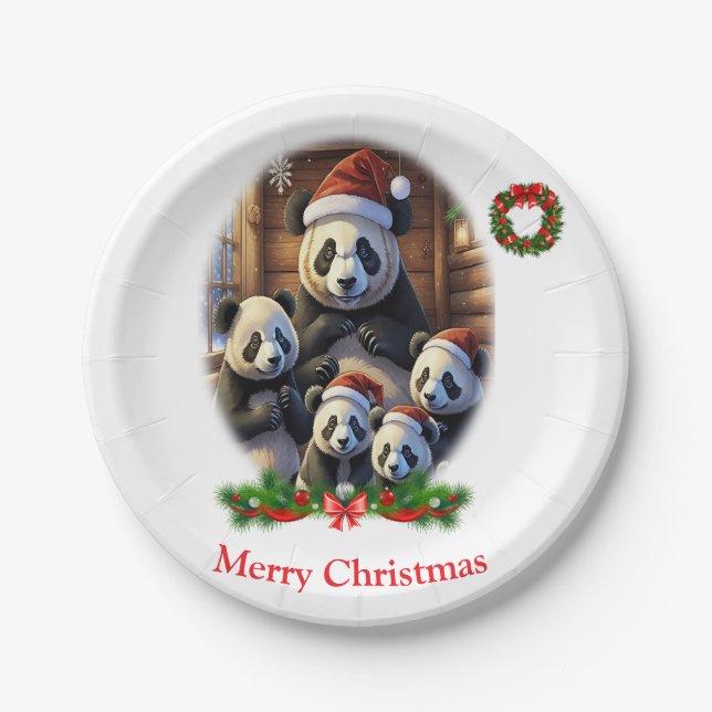 Prato De Papel Natal do Urso Panda (Frente)