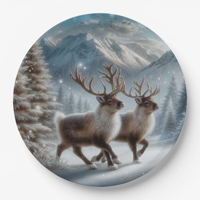 Prato De Papel Natal Donner e Blitzen (Frente)