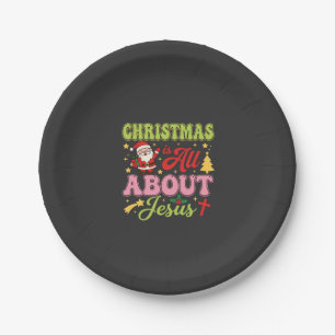 Prato De Papel Natal é Tudo Sobre Jesus Retro