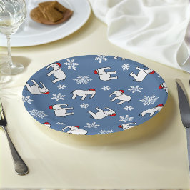 Prato de Papel Natal Elefante Branco (Azul)