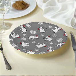 Prato de Papel Natal Elefante Branco (Cinza)
