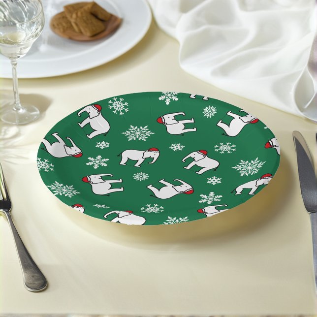 Prato de Papel Natal Elefante Branco (Verde) (Criador carregado)