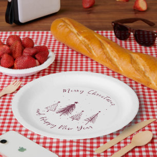 Prato De Papel Natal elegante, Natal da árvore de pinheiro