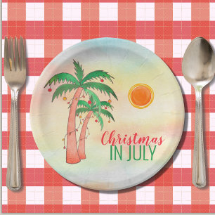 Prato De Papel Natal em julho de palmeira do CHURRASCO Placa de P