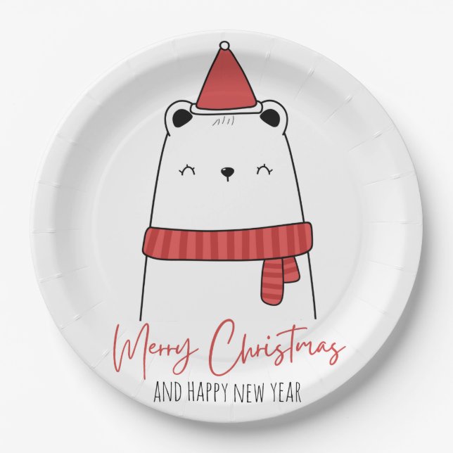 Prato De Papel Natal engraçado para gatos (Frente)