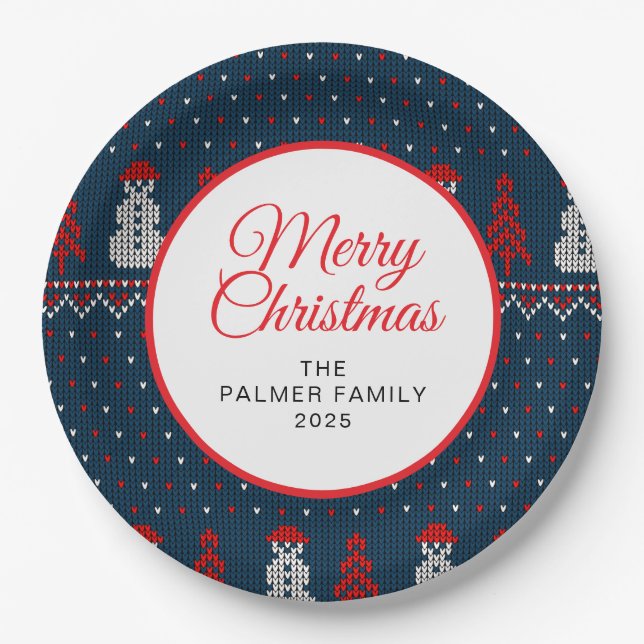 Prato De Papel Natal Feio Simples e Elegante | Nome Personalizado (Frente)
