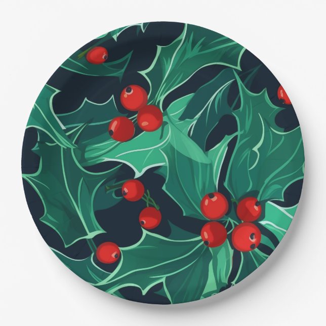 Prato De Papel Natal Holly (Frente)