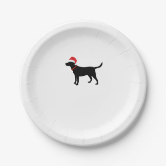 Prato De Papel Natal Labrador Retriever em Santa Hat Christma