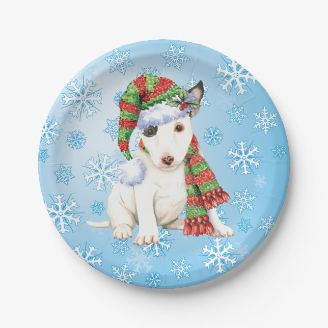Prato De Papel Natal Mini Bull Terrier (Frente)