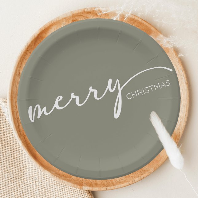 Prato De Papel Natal Moderno (Modern Merry Christmas Holiday Paper Plate)