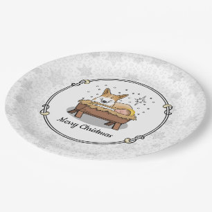 Prato De Papel Natal Natividade Pembroke Welsh Corgi (red1) Diver