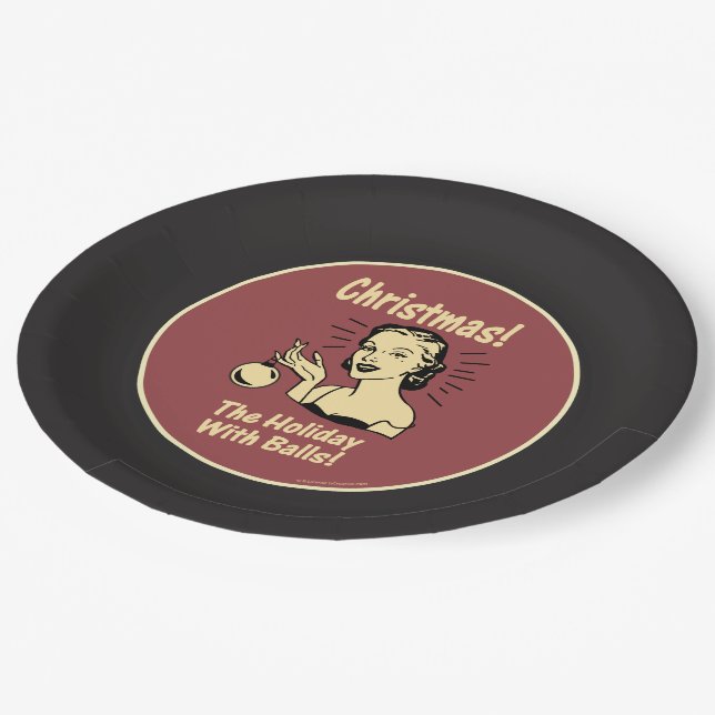 Prato De Papel Natal: O Feriado com Bolas (Inclinado)