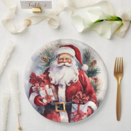 Prato De Papel Natal Papai Noel Feriado 