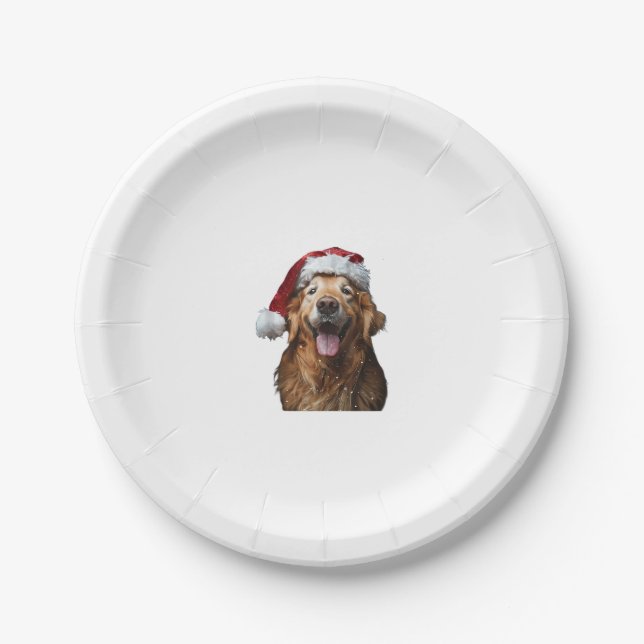 Prato De Papel Natal para ouro Retriever (Frente)