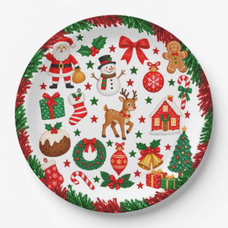 Prato De Papel Natal Retro Papai Noel Rena Vintage Férias