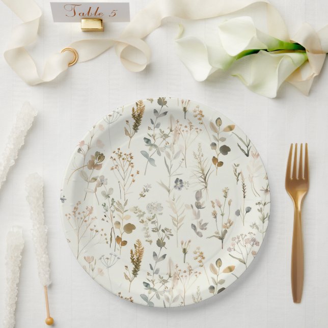 Prato De Papel Natal Rustic Botanical Wildflower (Casamento)