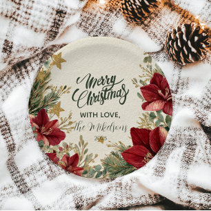 Prato De Papel Natal Rustic Holiday Amaryllis