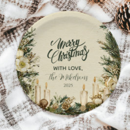 Prato De Papel Natal Rustic Pinecone Candle