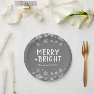 Prato De Papel Natal Sparkle Stars Feliz brilhante