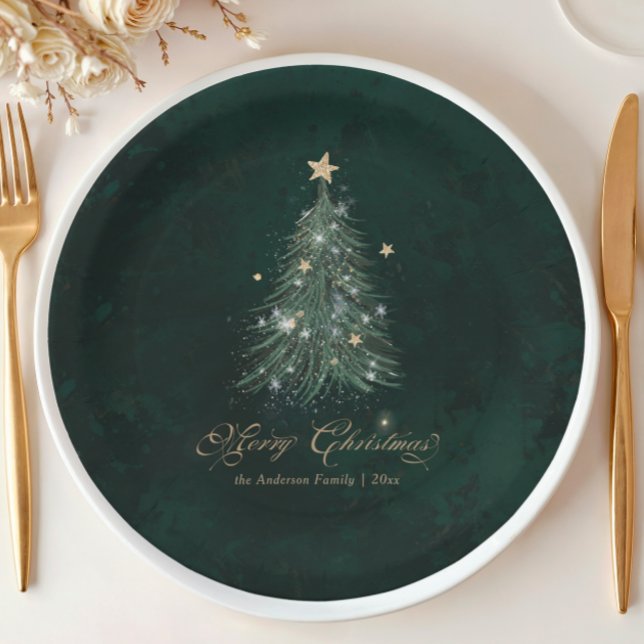 Prato De Papel Natal Verde Elegante (Criador carregado)
