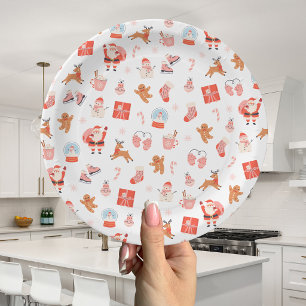 Prato De Papel Natal Vermelho Rosa Festivo