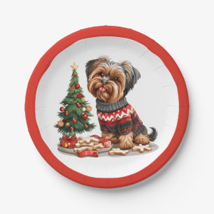 Prato De Papel Natal Yorkshire Terrier Dogs