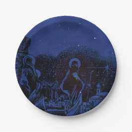 Prato De Papel Natividade da noite estrelado