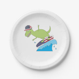 Prato De Papel Navegação no Dinossauro da Bandeira Americana