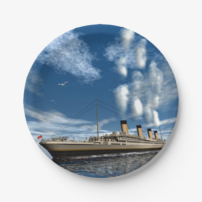 Prato De Papel Navio titânico - 3D rendem (Frente)