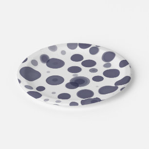 Prato De Papel Navy Azul Moderno & Bolhas de Bolinhas Brancas Fes