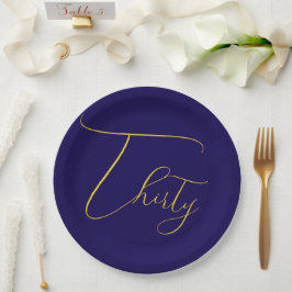 Prato De Papel Navy Blue & Faux Gold Foil 30th Birthday