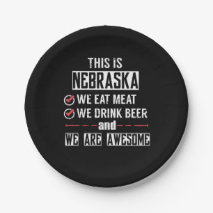Prato De Papel Nebraska Coma Carne Beba Cerveja Incrível