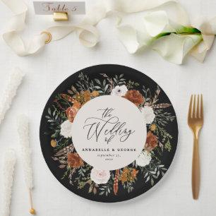 Prato De Papel Negra-chic terracotta floral rústica elegante mode