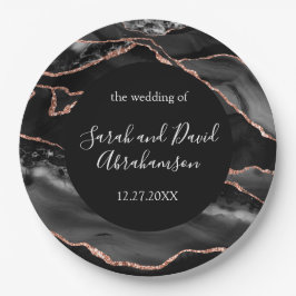 Prato De Papel Negra Formal e Agitação da Largura Dourada do Rosa