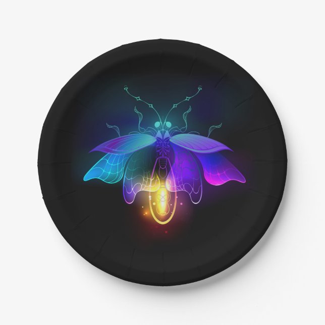 Prato De Papel Neon Firefly a preto (Frente)