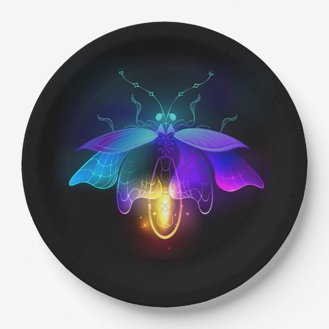 Prato De Papel Neon Firefly a preto (Frente)
