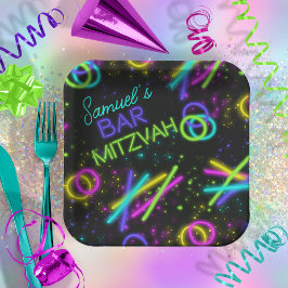 Prato De Papel Neon Glow Stick Bar Mitzvah ID991
