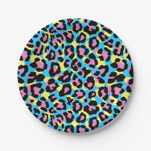 Prato De Papel Neon Leopard Spot (Frente)