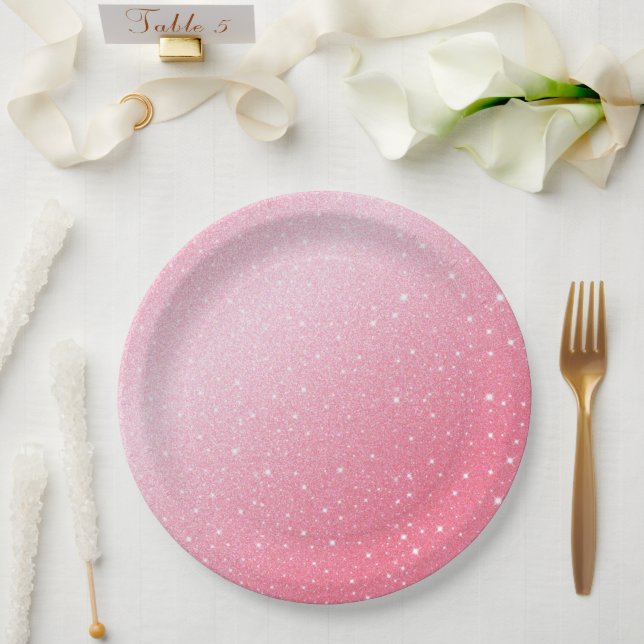 Prato De Papel Néon-rosa-rosa-preto doce 16.º aniversário (Casamento)