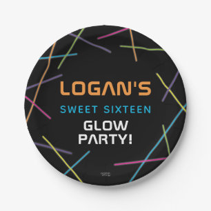 Prato De Papel Neon Sweet 16 Birthday Glow Party