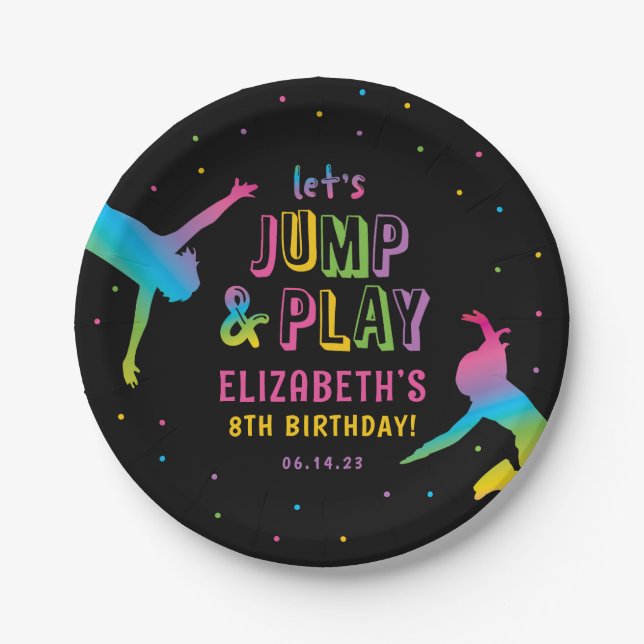 Prato De Papel Neon Trampoline Park Festa de aniversario de menin (Frente)