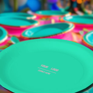 Prato De Papel neon Turquoise cor sólida - adicionar guardanapos 
