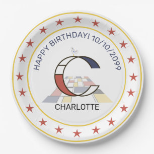 Prato De Papel Neoplasticismo Arte Monograma Elegante. Letra C