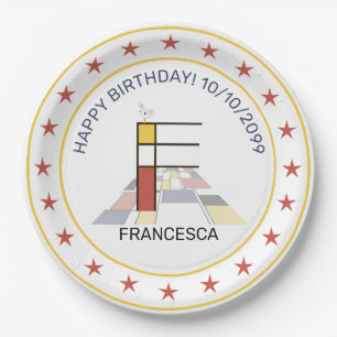 Prato De Papel Neoplasticismo Arte Monograma Elegante. Letra F