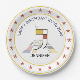 Prato De Papel Neoplasticismo Arte Monograma Elegante. Letra J