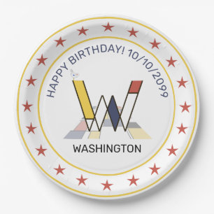 Prato De Papel Neoplasticismo Arte Monograma Elegante. Letra W