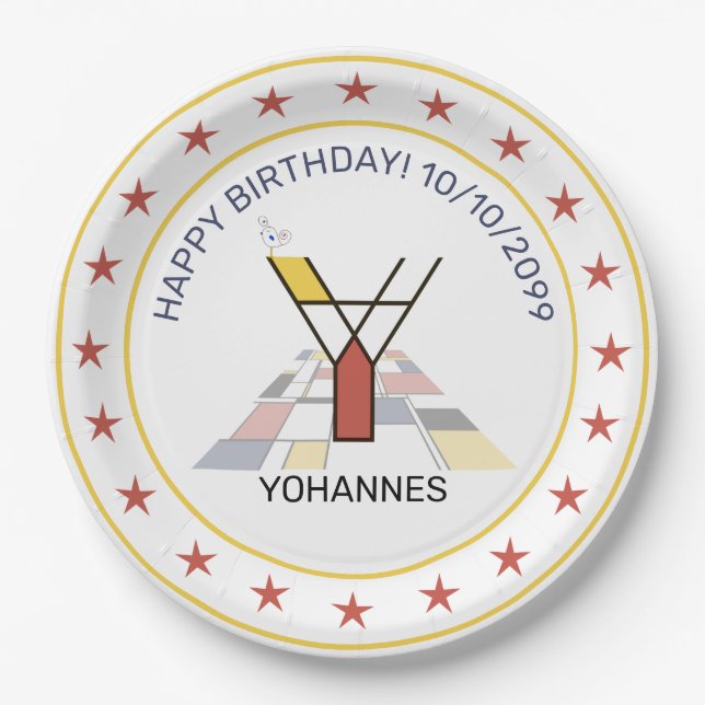 Prato De Papel Neoplasticismo Arte Monograma Elegante. Letra Y (Frente)