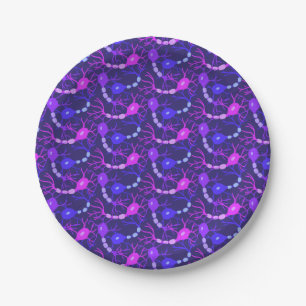 Prato De Papel Neurônios Conectados Neon Roxo