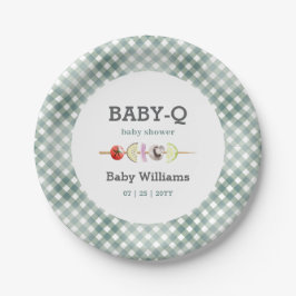 Prato De Papel Neutral Couples Baby Q Barbecue Baby Shower