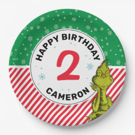 Prato De Papel Neve Vermelha e Verde Aniversário do Floco de Neve